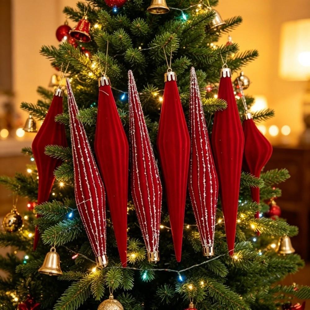 Ice Cone Christmas Ball Ornament Flocked Christmas Decorations Creative Xmas Baubles New Year Gift
