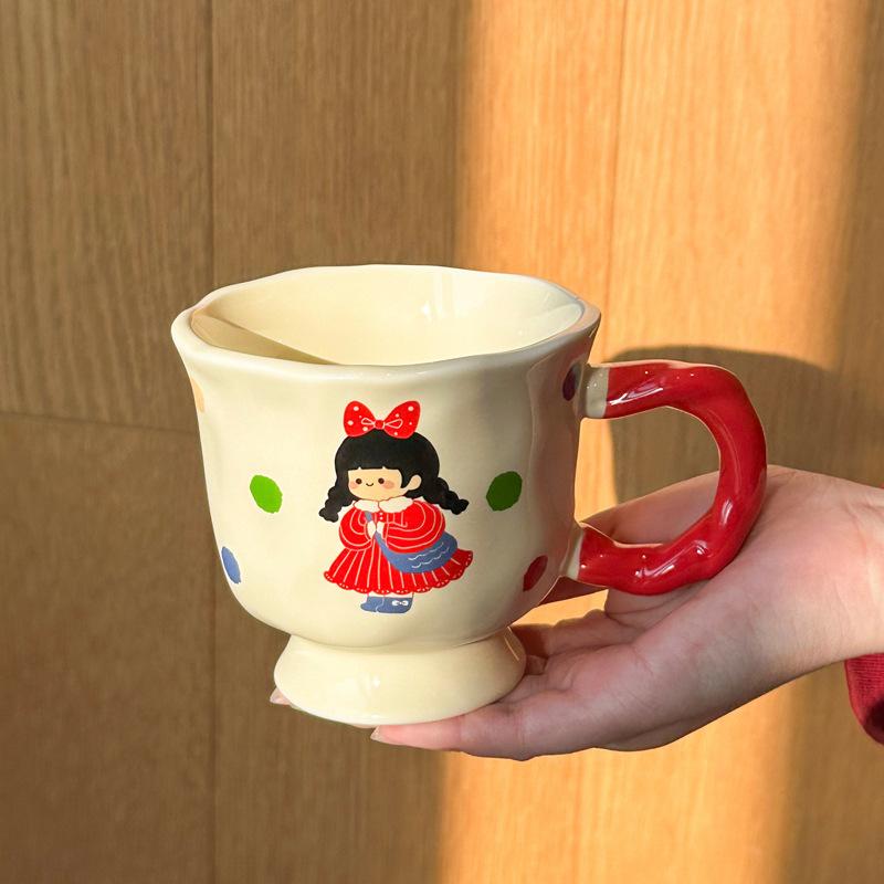 Milk Fufu Boys and Girls Cup Cute Ceramic Mug Household Drinking Cup Coffee Cup Souvenir Birthday Gift