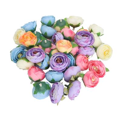 50 Pcs Camellia Flower Decor DIY Corsage Headdress Artificial Flower Heads False Rose Head Little