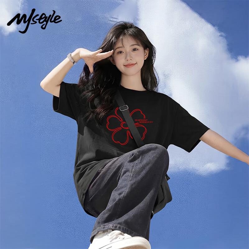 MJ STYLE Women's Cotton Round Neck Short Sleeve T-Shirt