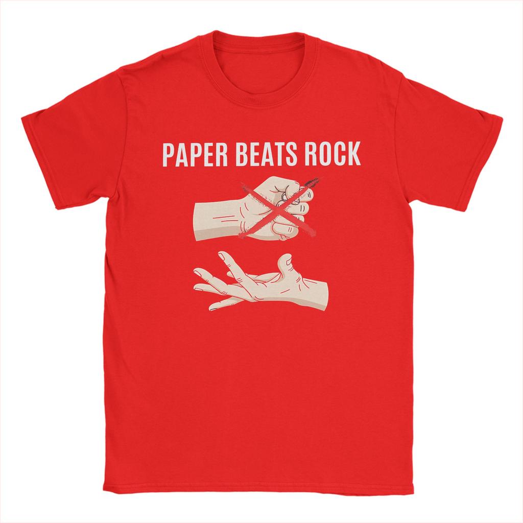 Paper Beats Rock T Shirt Beach Rock Paper Scissors Pure Cotton T Shirts For Male Hipster Tshirt ShortSleeve Vintage Clothes