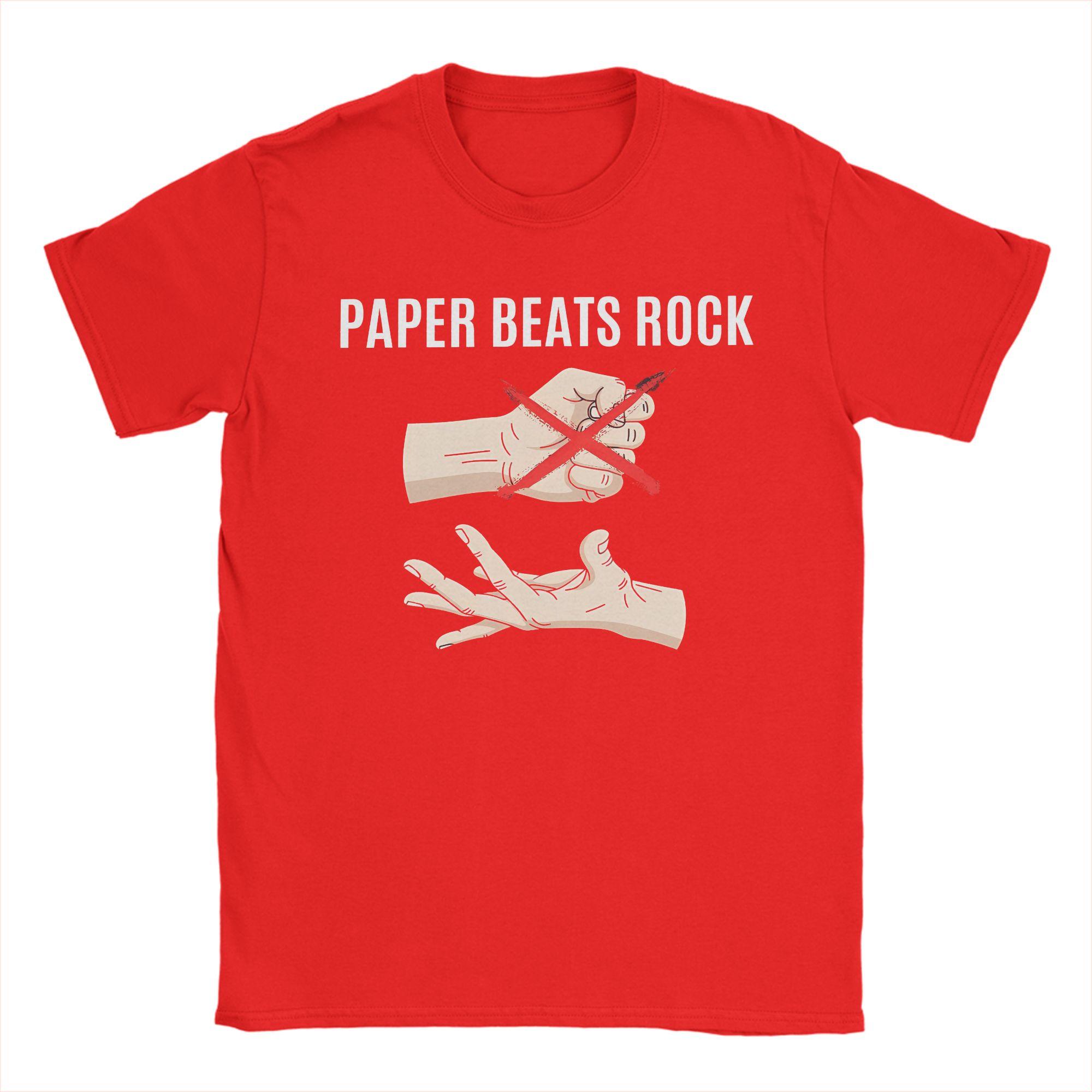 Paper Beats Rock T Shirt Beach Rock Paper Scissors Pure Cotton T Shirts For Male Hipster Tshirt ShortSleeve Vintage Clothes S