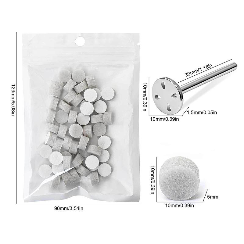 50Pcs 10 Mm Self-Adhesive Replaceable Sponge Buffing Pads Stainless Steel Disk For Pedicure Polish Accessories