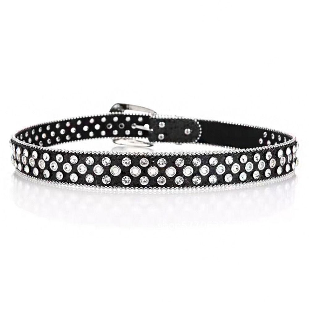 PU Leather Rivet Belt Y2K Women Waistband Retro Rhinestone Belts  Decorative Jeans