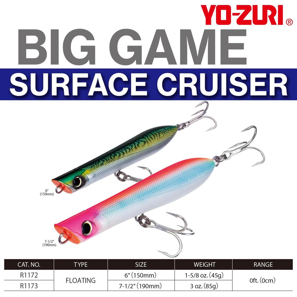 BIG GAME Surface Cruiser Pencil Holo CHB YO-ZURI Bait, 45g, 150mm, Blue,
