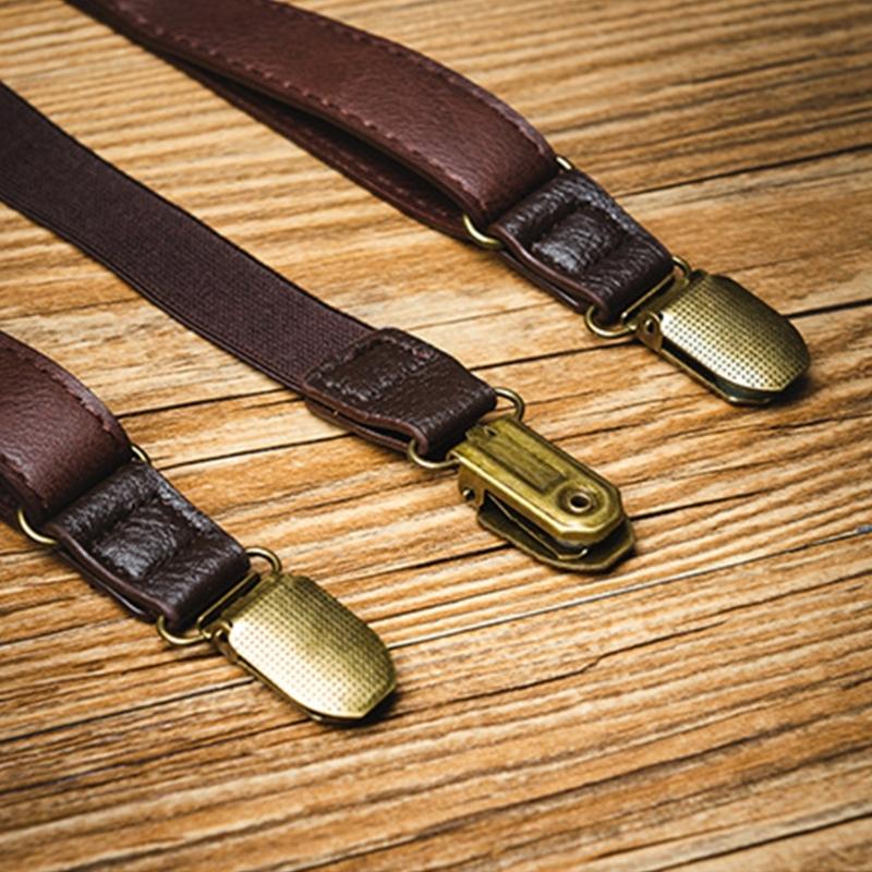 Old Fashion PU-läder Hängslen Bälte Med Elastiskt Band För Vuxna Tonåringar Unisex Olika Kläder Och Tillfällen Utklädning
