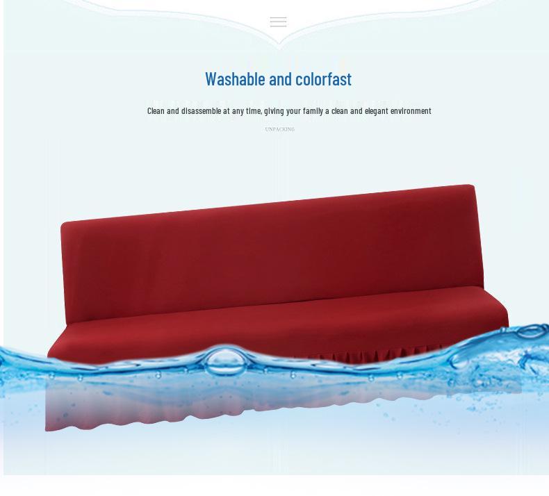 Solid Color Universal Sofa Bed Cover with Skirt - Modern, Simple, Armless Design