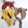 Cute for Frog Hat Big Ears Headgear Cartoon Knitted Hat Winter Warm Headdress