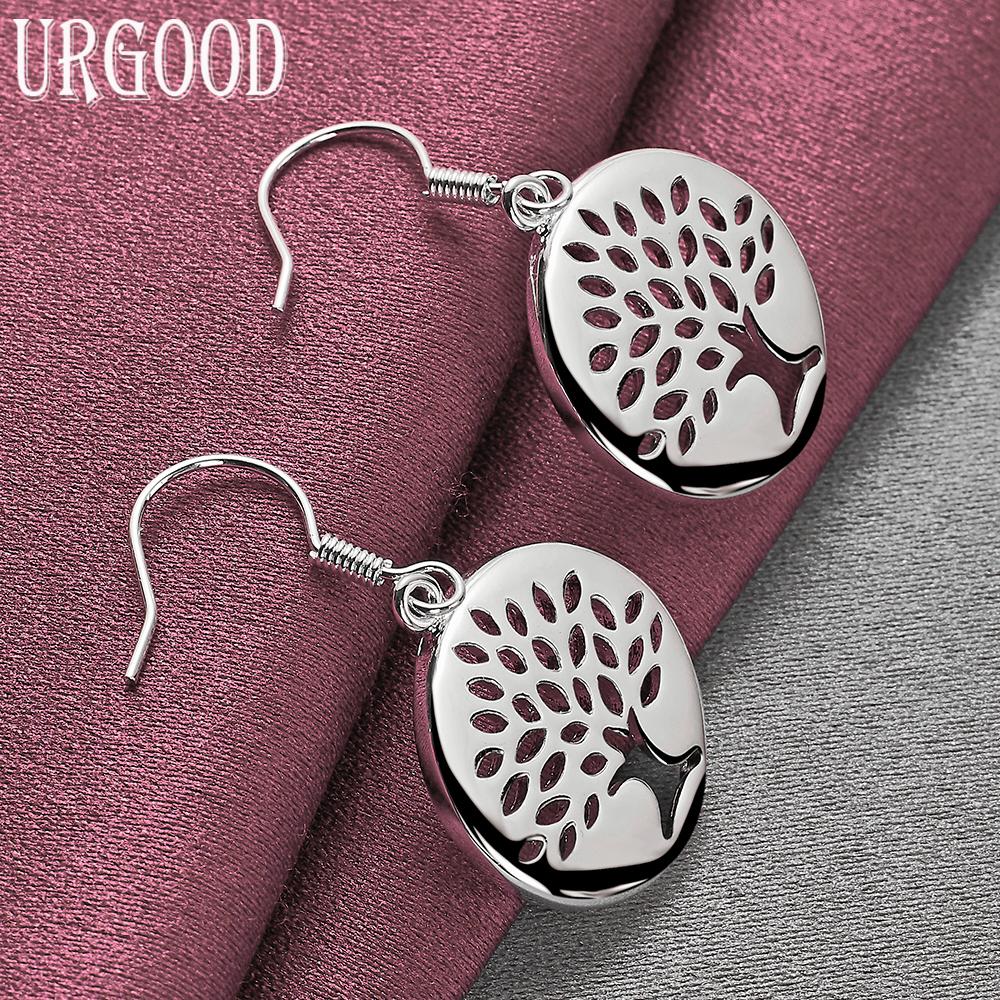 925 Sterling Silver Tree Shaped Pendant Earrings Wedding Jewelry