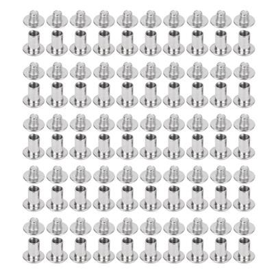 50 Pairs Rivet Screw Set Stainless Steel Long Lasting High Stability Flat Round Head Screw Button