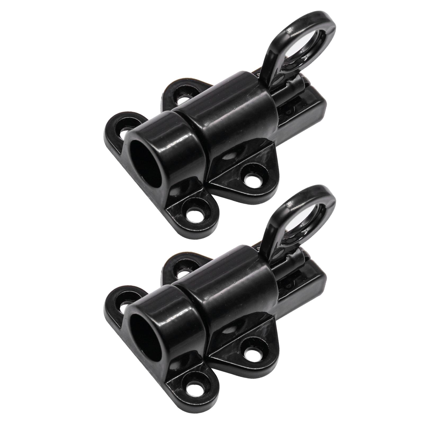 

2PCS Pull Ring Latch Locks Aluminum Alloy Spring Load Automatic Door Window Gate Bolt Lock with Screws Black