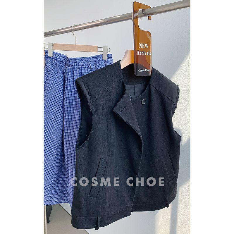 

Жилет костюмный Old Qian Style Profile 24 Осенний свободный без воротника Black M