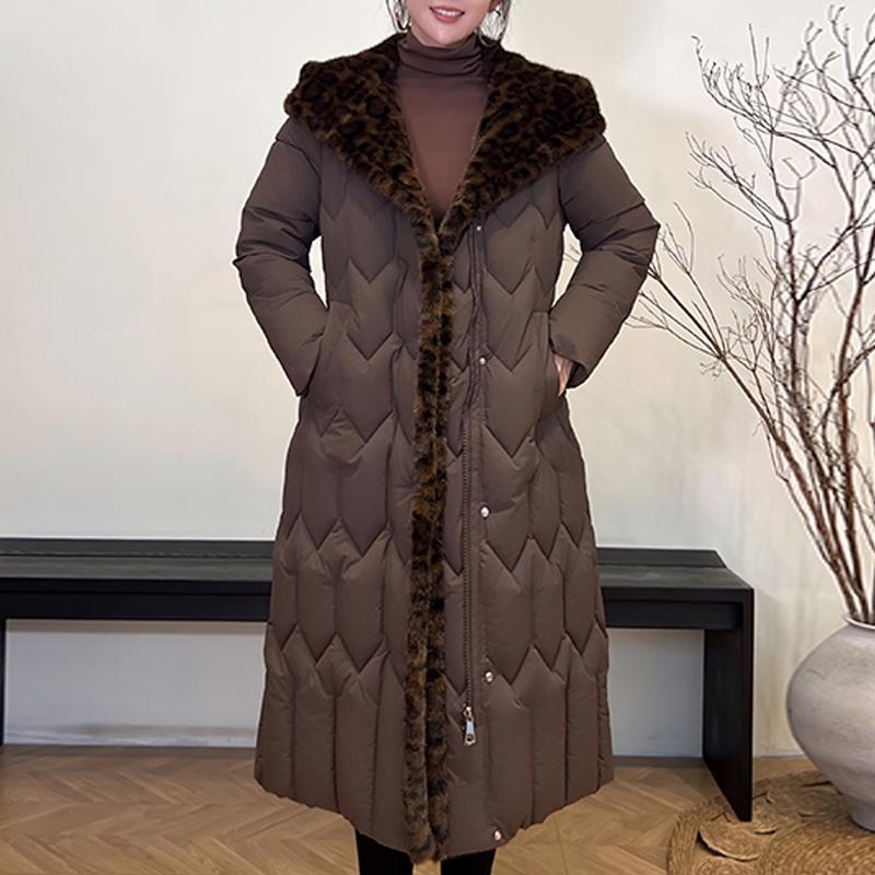 Plus Size L-7XL Fashion Winter Jackets Woman Long Parkas Hooded Faux Fur Collar Loose Thick Warm Overcoat Casual Women's Coats With Belt