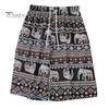 Women Summer Shorts Thiland Elephant Print Drawstring Elastic Waist Loose Soft Breathable Vacation Beach Travel Knee Length Shorts Homewear Pajamas