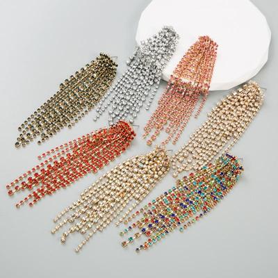 Boucles d'oreilles longues à pampilles pour femmes, pendentif en alliage d'acier et de titane, acrylique, cristal coloré, ornements géométriques pour Banquet