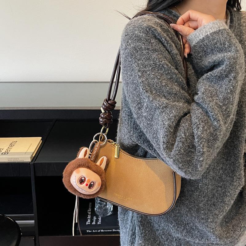 

Retro suede underarm crescent bag women s 2025 new high-end light luxury niche single shoulder crossbody dumpling bag no pendant хакі