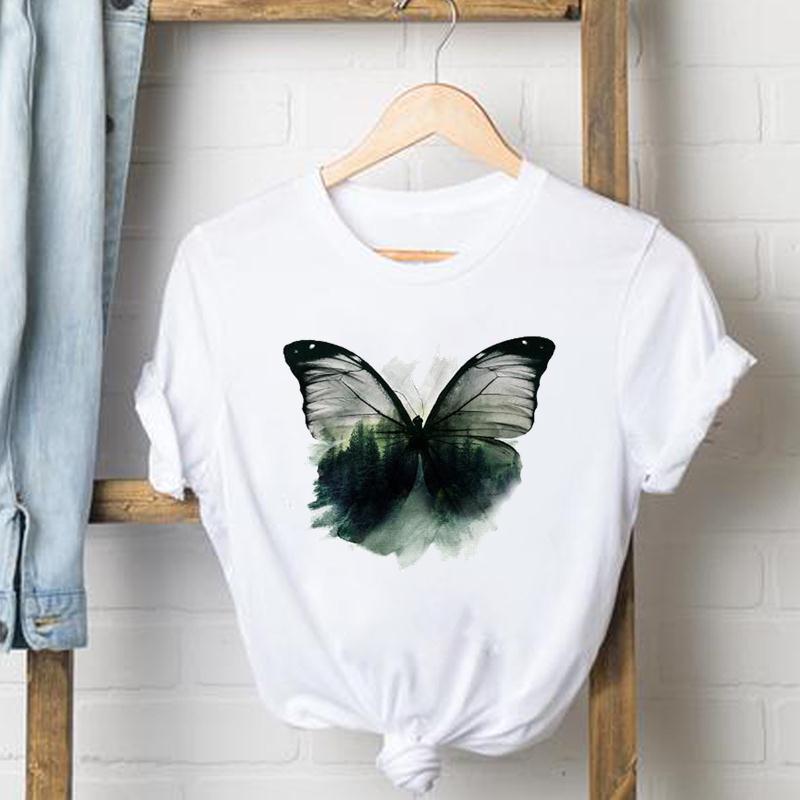 

Одежда Повседневная футболка с коротким рукавом Sweet Butterfly Trend Симпатичная женская футболка с принтом Летняя модная футболка Леди Женская футболка с рисунком XL