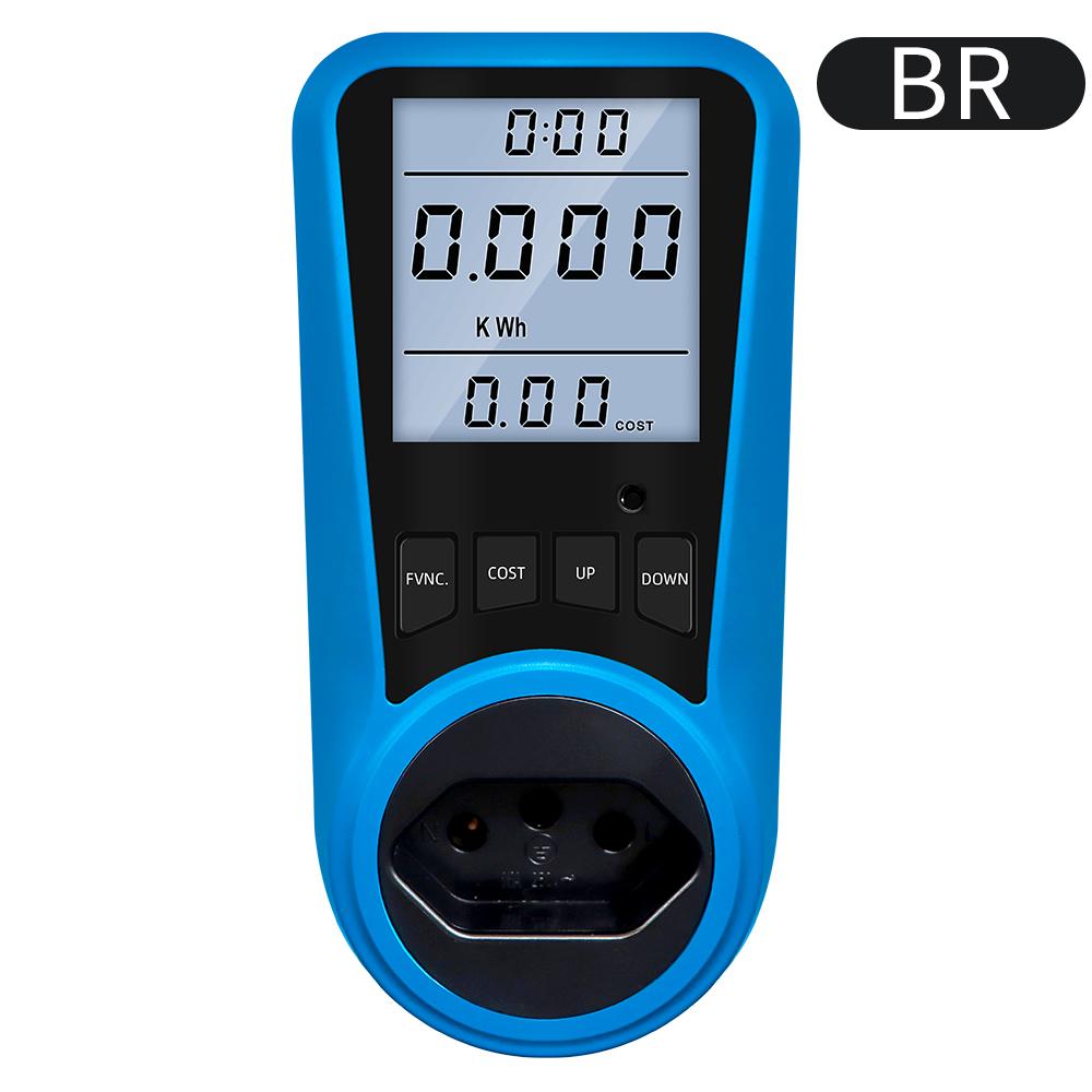 Digitaler Strommesser AC 230V Strommessgerät Voltmeter Zeit Watt Leistung Energie Tester 50Hz Steckdosenanalysator EU US UK AU FR BR IT Stecker