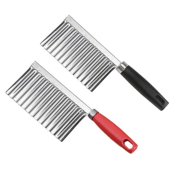 2Pcs Stainless Steel Potato Cutter Chopper Vegetable Fruit Crinkle Corrugated Slicer Egg Salad Ingredient Cutter Kitchen Gadget