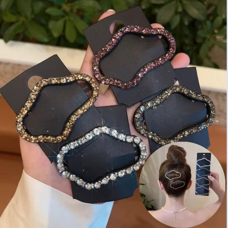 New Women Hairpin Full Diamond Cloud Shaped Back Head Hairpin Broken Hairs Finishing Headdress Grab Clips Rhinestones Headwears