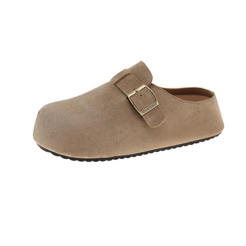 Inner heightening platform shoes women's new autumn outer wear one-pedal bag head slippers retro Boken slippers