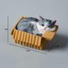 Resin Napping Cat In Box Figurine Cute Kawaii Desktop Ornament for Car Dashboard Bedroom Living Room Decor