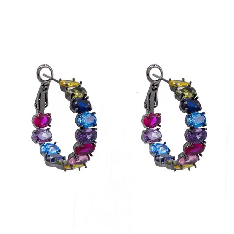 1 Pcs Luxury Vintage Black Gun Crystal Zircon Earrings Women's Delicate Accessories YSX