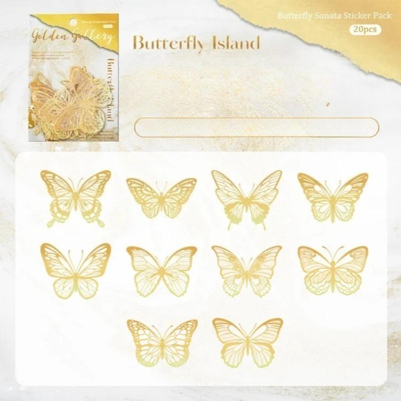 

20 Pieces of Vintage Hollowed Out Lace Decorative Paper Shell Light and Shadow Butterfly Themed Handmade Account DIY Materials