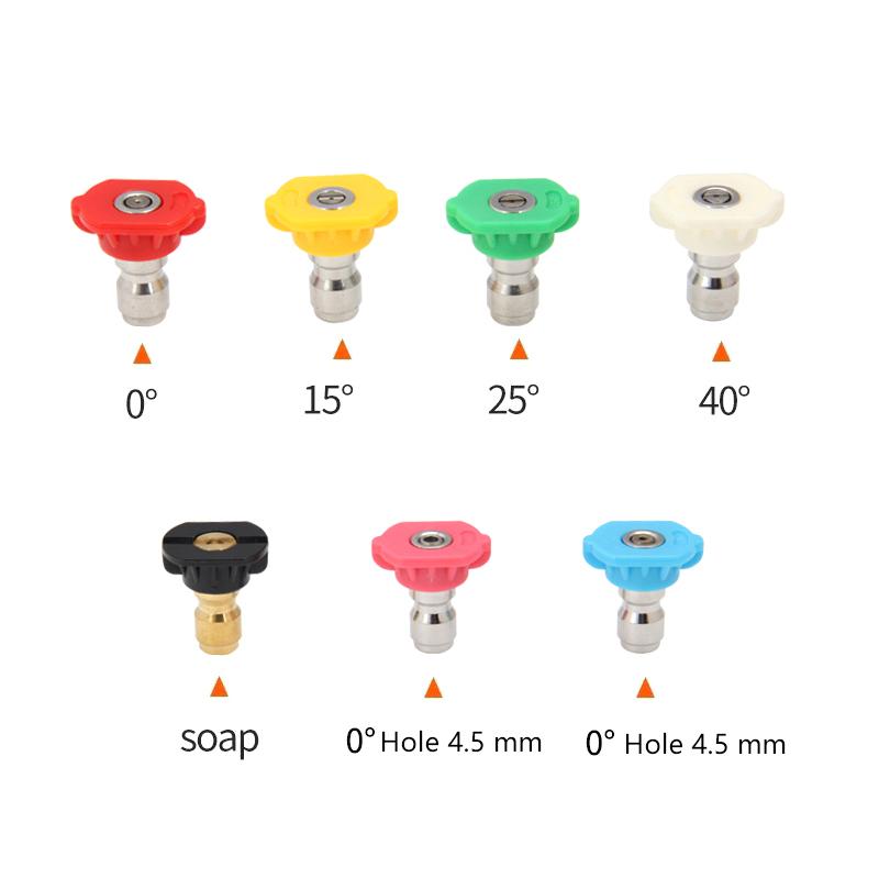 Bico curto de alta pressão para lavagem de carros, pulverização de água, limpador de carros, bico de conexão rápida de 1/4"