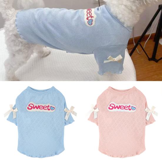 Kæledyr Sommer T-shirt Flæse Kortærmet Sød Hundetøj til Katte Små Mellemstore Hunde Åndbar Sommer Kæledyrs Outfits