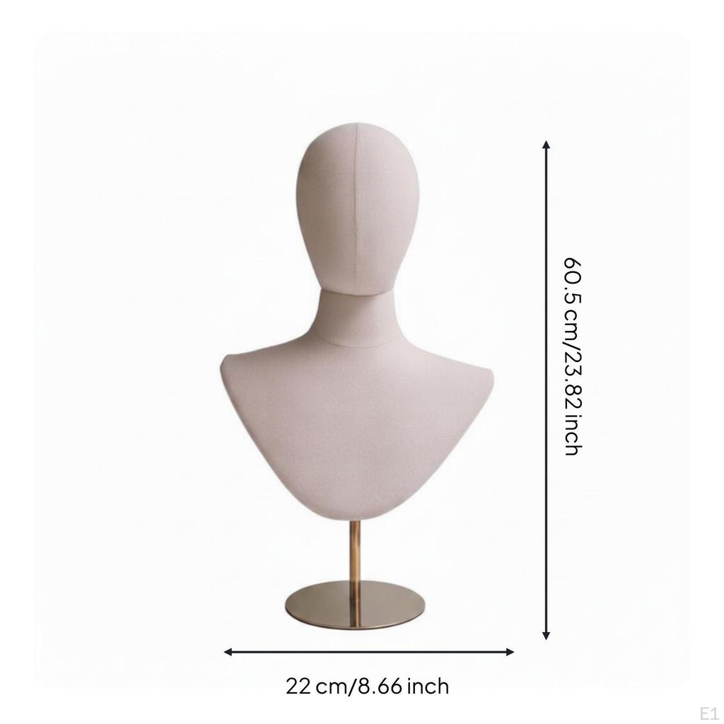 Mannequin Display Stand Linen-Textured Half Body Height-Adjustable