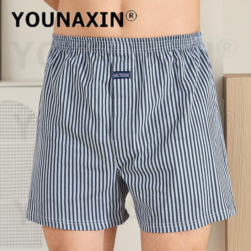 Men's Cotton Boxer Briefs High Waist Casual Plaid Pajama Shorts Plus Size Big Underwear Home Sleep Bottoms M L XL 2XL 3XL