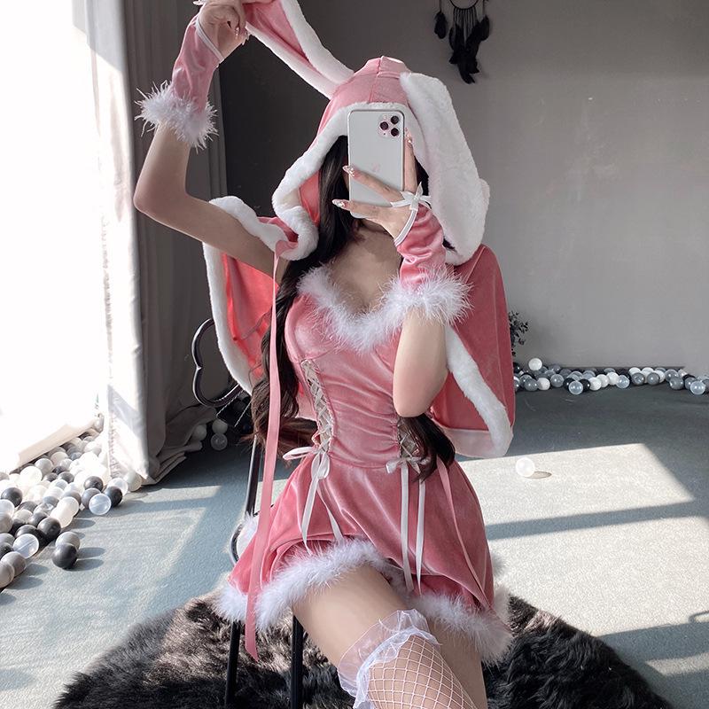 Yi Mengyao Red Christmas Bow Dress - Pure Desire Style, Autumn/Winter Collection for Women