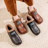 Winter Soft Leather Non-slip Mother Shoes Middle-aged and Elderly Comfortable Soft Soles Velvet Elderly Cotton Shoes Soft Leather Shoes Winter Women