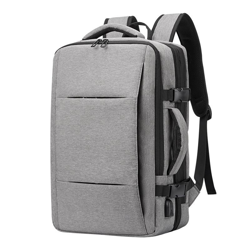 Men's Leather Business Travel Backpack with Laptop Compartment and Wet/Dry Separation
