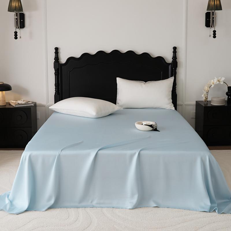 Solid Colour Style Tencel Bedding Set For Adults Kids One Piece Flat Sheet Colorful King Queen Full Size