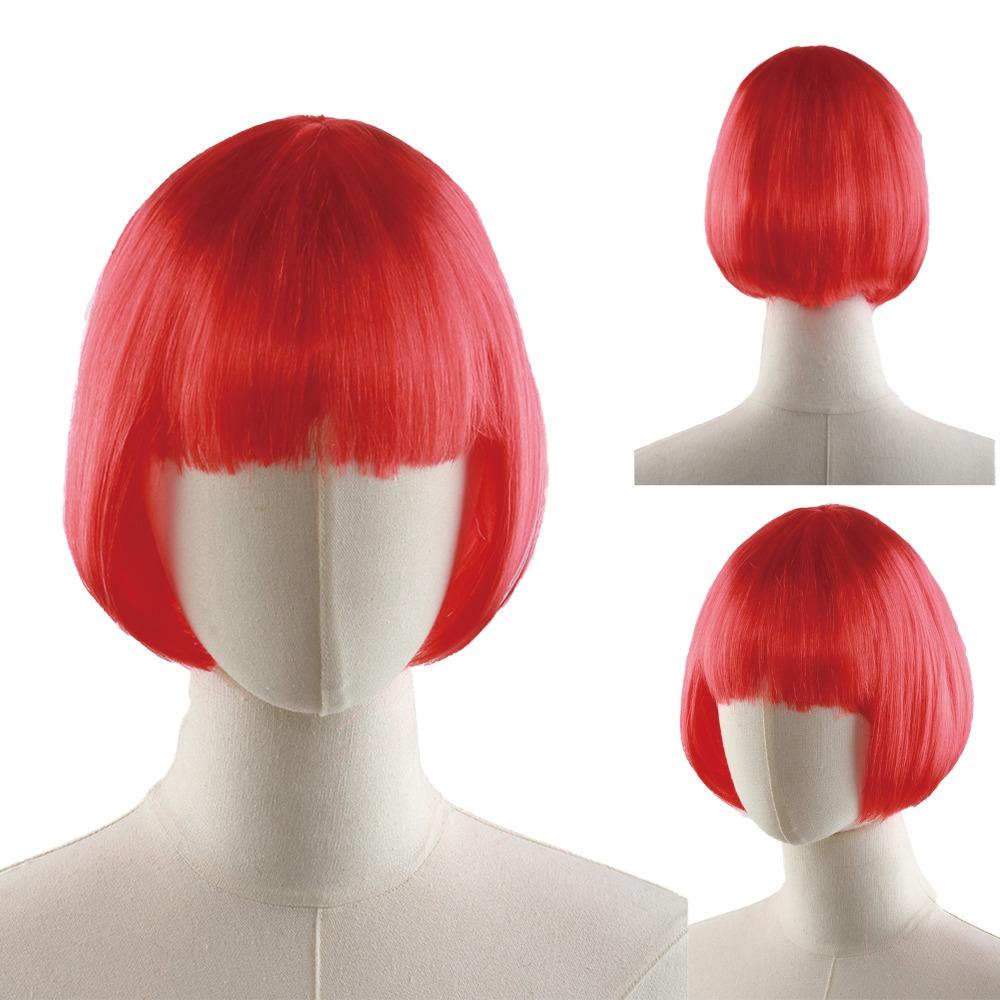 Funny Short Bob Wigs Xmas Wig Halloween Cosplay Anime Wigs Colored Straight Hair Stage Show