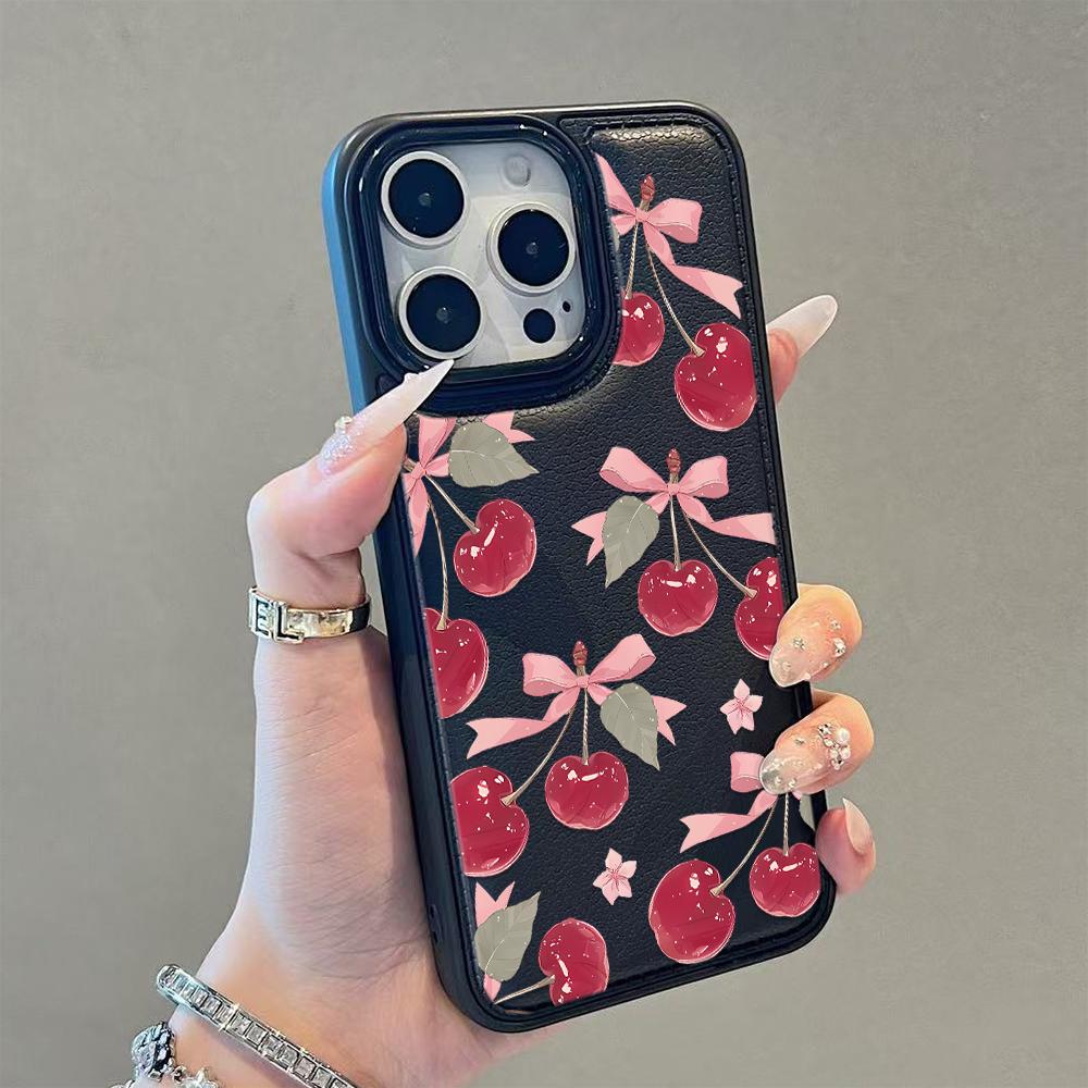 Bow Cherry Phone Case For IPhone 17 17Air 16 15 Case For IPhone 11 13 12 14 Pro Max 16 15 14 Plus Cover Case Funda 17 17Air