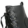 Gdgydh Solid Color Block Heeled Boots for Women Fashion Lace Up Side Zipper Ankle Boots Platform Goth Shoes Metal Decor