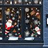 New Christmas Decoration Window Stickers Santa Gifts Merry Christmas Mirror Sticker White Snowflake Ornaments Winter Decal