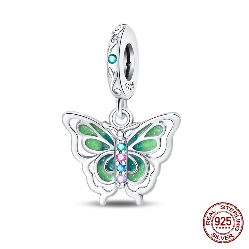 925 Silver Glass Butterfly Charms Beads for 3mm Bracelet Necklace Womens DIY Fine Jewelry Gifts