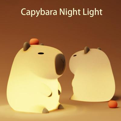 Cute Cartoon Capybara Silicone Night Light Timing Dimming Sleep Night Lamp USB Rechargeable for Children Bedside Birthday Gift