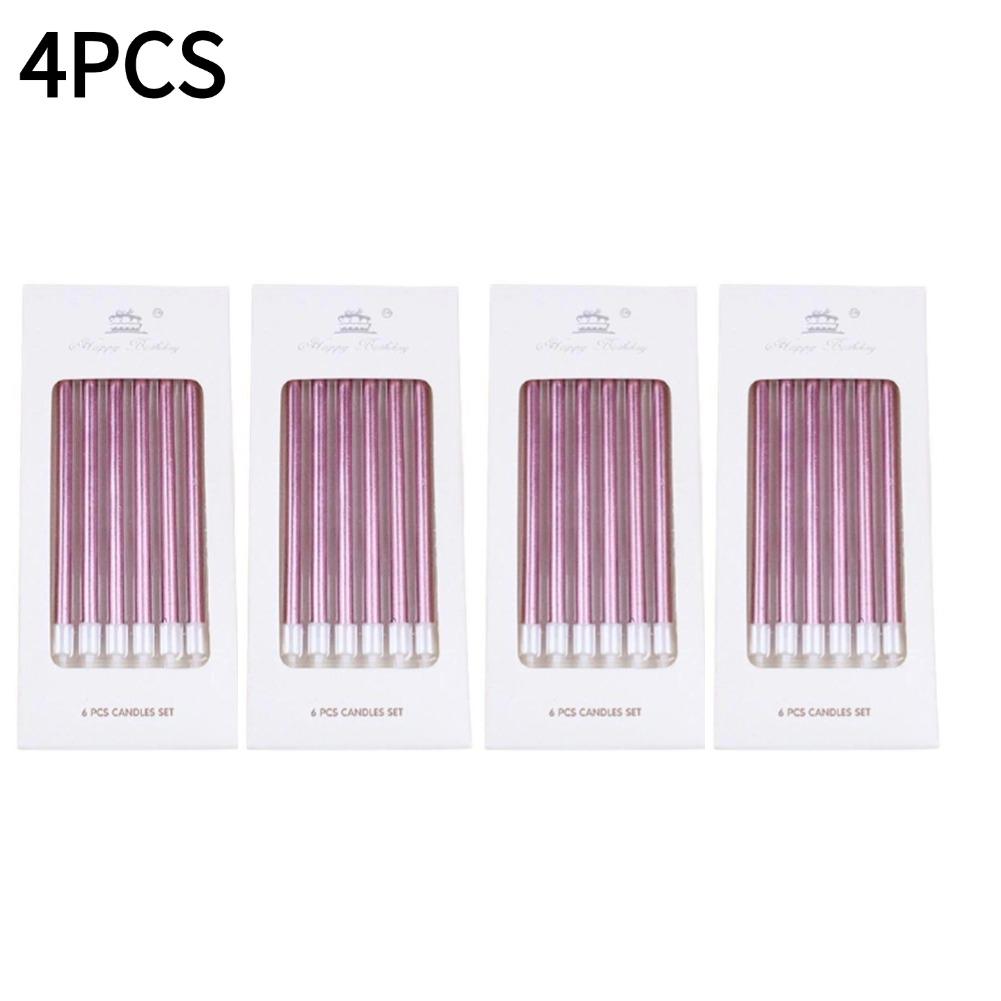 6pcs Metal Gold Silver Birthday Candles DIY Colorful Cake Decoration Baby Shower Gender Reveal Cupcake Decorating Candle Toppers