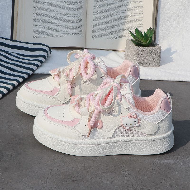 

Spring and summer new little white shoes women s breathable mesh thick baseplate shoes round head versatile cute sports and leisure board 40 рожевий