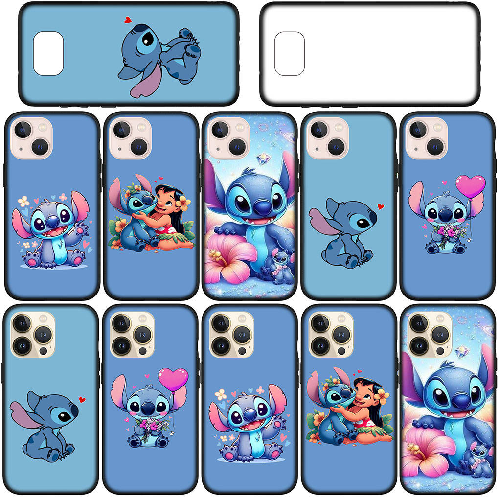 Cover for iPhone 16 15 Xiaomi Redmi Note 14 13 12 11 Pro Max 16e Samsung Galaxy S25 S24 S23 Moto OPPO Huawei Pink Blue Lilo Cartoon Stitch Phone Case