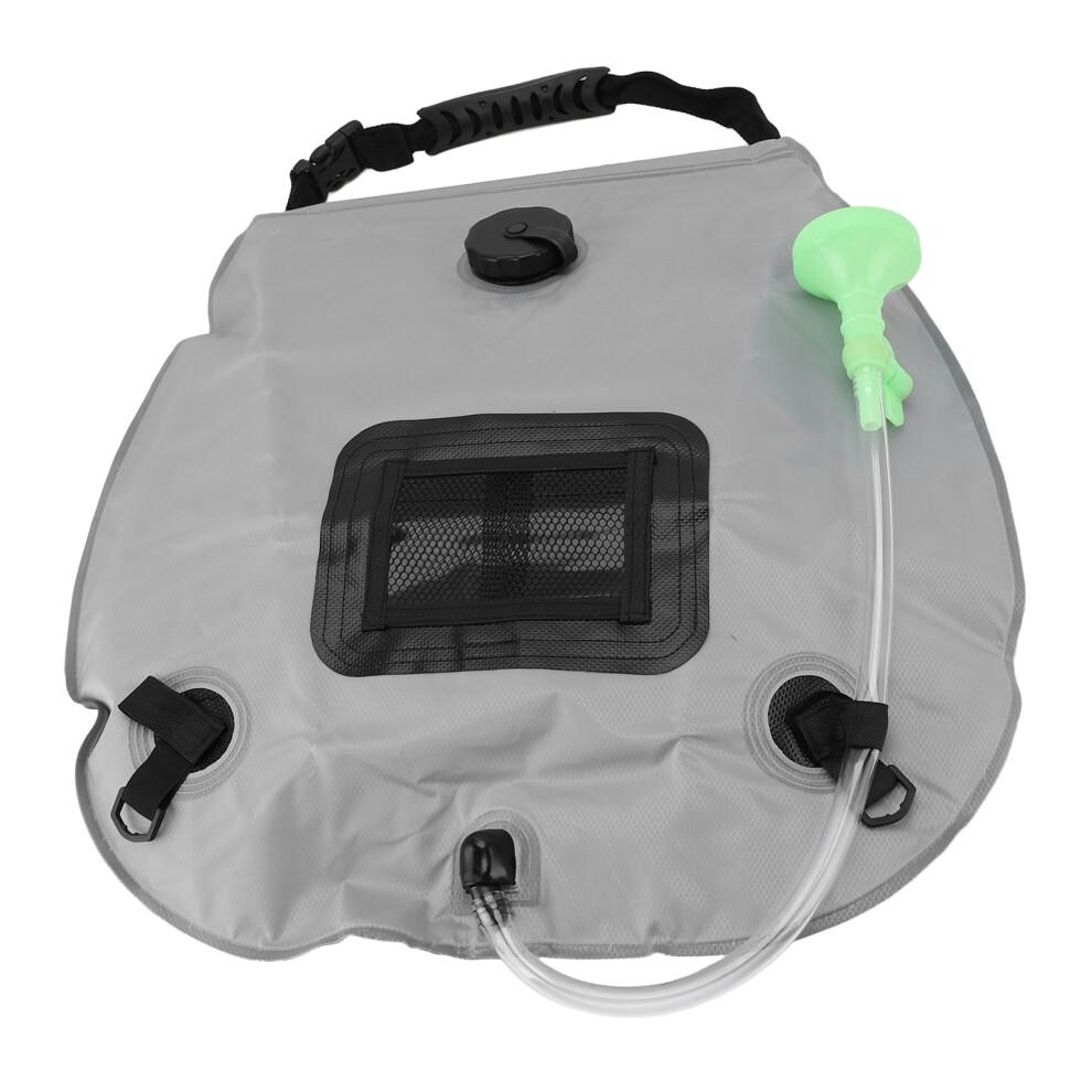20L Solar Camping Shower Bag with Switchable Head Gray for Hiking & Beach
