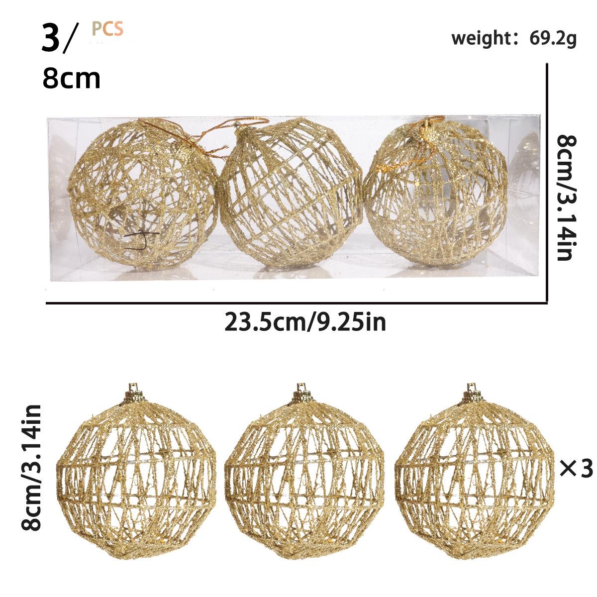 Gold Christmas Ball Glitter Glitter Openwork Ornament Christmas Ball Ornaments Sparkling Christmas Tree Decorations For Holiday