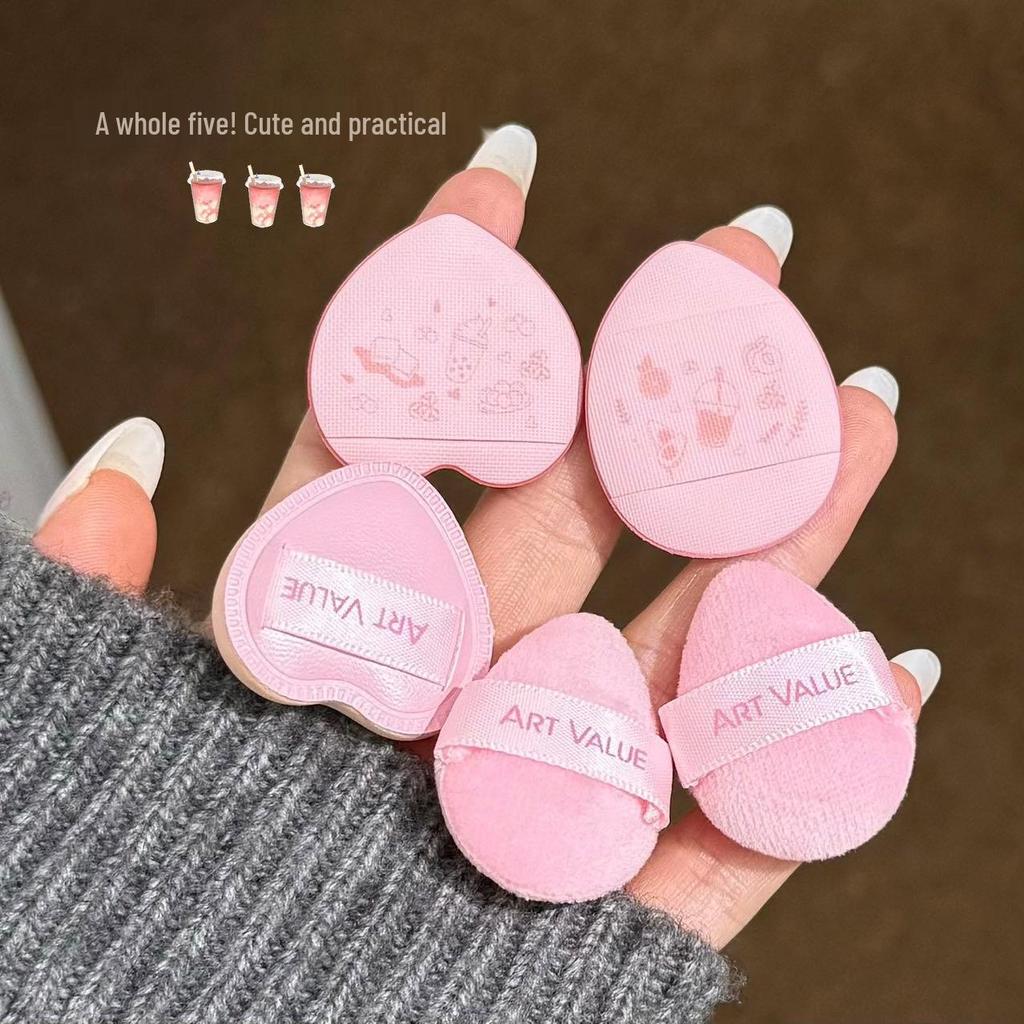 Mini Milk Tea Powder Puff Cup: Multi-use Pink Cushion Box