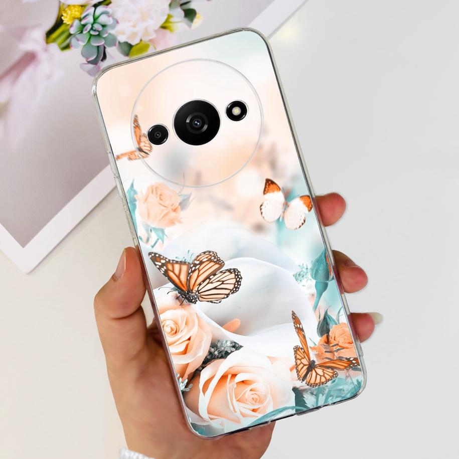 For Xiaomi Redmi A3 Case 2024 Popular Flower Soft Silicone Clear TPU Phone Cover For Xiomi Redmi A3 A 3 Bumper on RedmiA3 Fundas