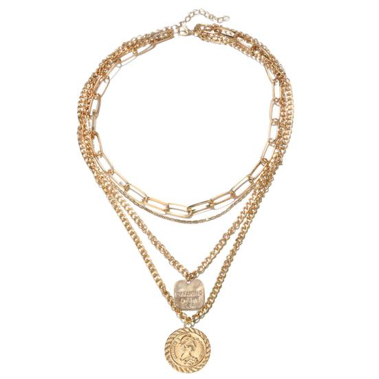 

Винтажное женское портретное многослойное ожерелье с кулоном из квадратной пластины и монеты